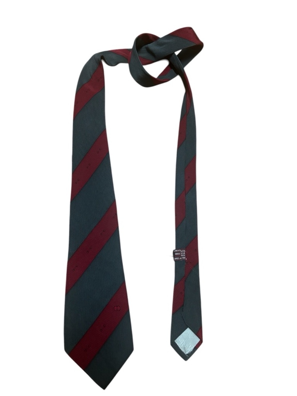 Gucci Red and Charcoal Diagonal Stripe Silk Tie